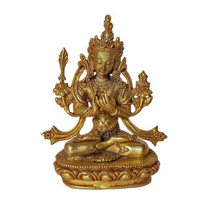Manjushri statue,  Buddhist Tibetan statue, Gold Plated, Handicraft, Made in Nepal.