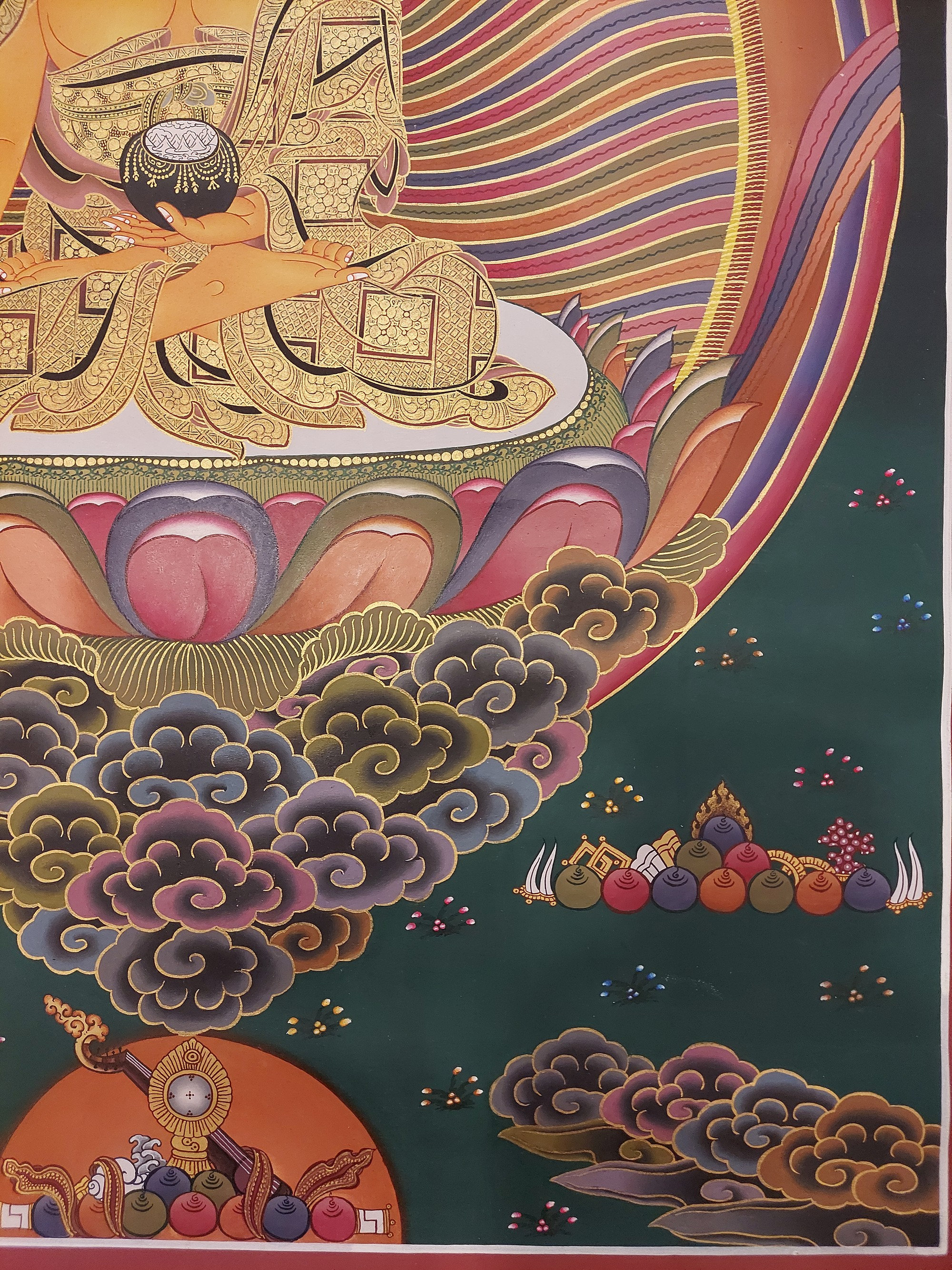 32インチ、釈迦牟尼仏の仏教手作りタンカ、手描き、本物の金 - Etsy 日本