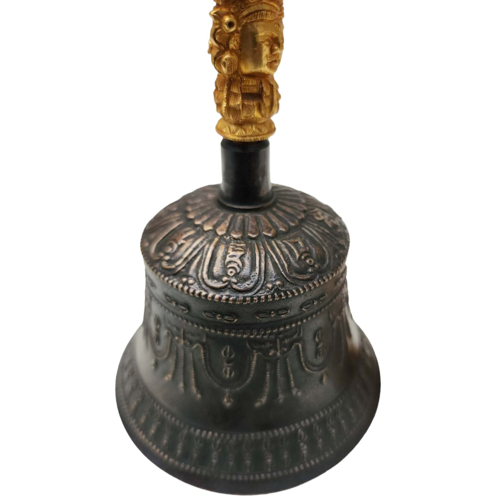 7 Inch, Dehradun Bell and Dorje Vajra, Bronze, High Quality, Full