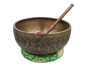 6 inch, Old, Buddhist Real Antique Hand Beaten Jambati Singing Bowl, Beautiful Sound Quality.