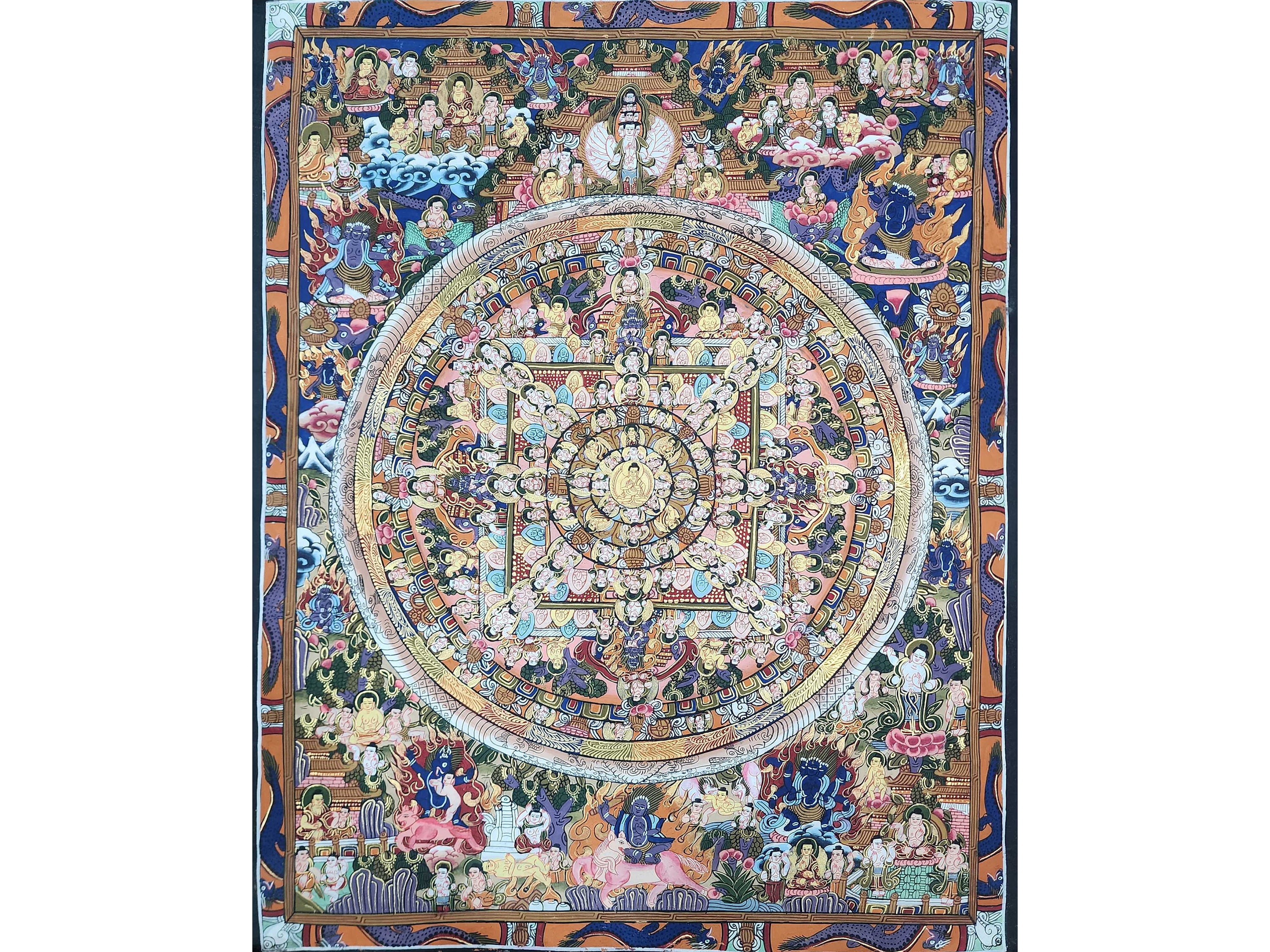 20インチ、仏教チベットタンカ曼荼羅、手描き - Etsy 日本