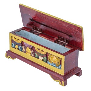 4 inch, Wooden Incense Burner With Traditional Tibetan Painting