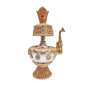 Buddhist Handmade Bhumpa- Bhumba offering Bowl Set,  Partly Gold Plate
