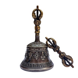 7 inch, Bell And Dorje Vajra, Bronze, High Quality, Antique Finishing
