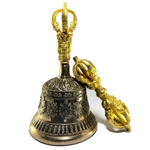 6 inch, Bronze Bell And Dorje, Vajra Ghanti