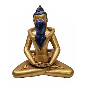11 inch, Samantabhadra, Buddhist Handmade Statue With Gold Painted