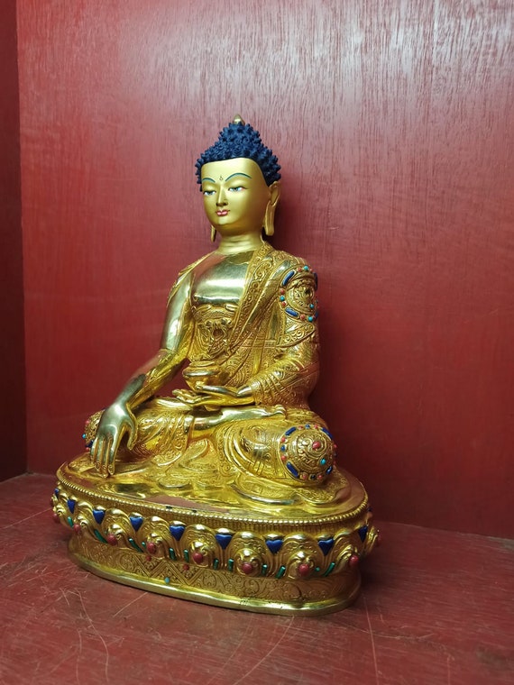 14 Inch, Buddhist Handmade Statue of Shakyamuni Buddha, Full Fire