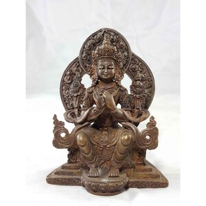 4 inch, Maitreya Buddha Copper Miniature Statue HQ, Hand Detailed