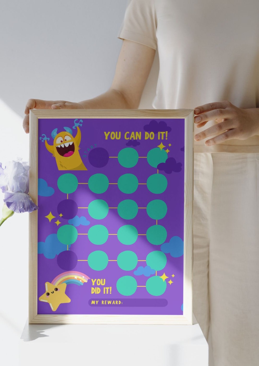Printable Monster Achievement Chart for Kids Fun & Colorful Task Reward ...