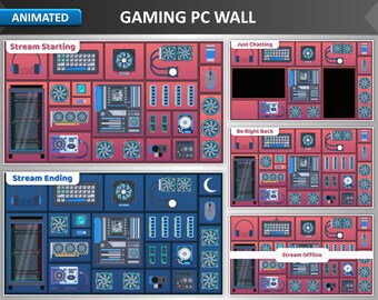 Animerat Twitch-paket för speldatorer | Streamerpaket | Överlägg, scener