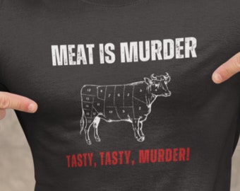 Funny Grill Master T-Shirt | Meat Is Tasty Murder, BBQ Gift