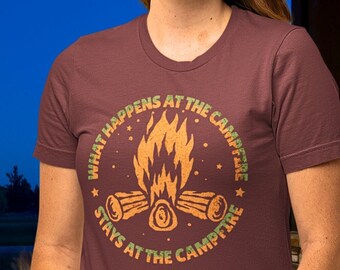 Fire Pit Camping Shirt, Gift for Campers Outdoor Adventure & Nature Lovers, Fun T-shirt for Campfire Stories, Family Hiking Travel Vacation
