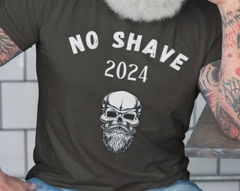 No Shave Shirt, New No Shave Challenge, No Shave 2024, No Shave All Year, Bearded Skull, Beard Shirt, Gift for Bearded Men, Distressed