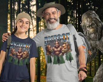 90s Vintage Bootleg Style Retro Bigfoot Sasquatch Cryptid Tee, Gift For Bigfoot and Sasquatch Fans Believer, Hiking, Vacation, Camping Gifts