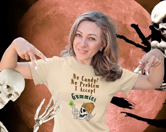 Funny Adult 420 Skeleton Halloween Shirt, Spooky Season T-shirt, Halloween Party Skull Weed Gummies Tee, Trick or Treat, Trendy Weed Tshirt