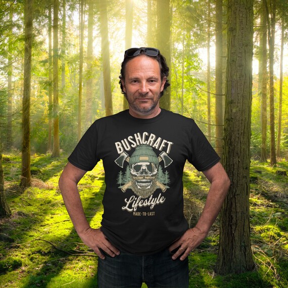 Bushcraft Lifestyle | Bearded Skull | Wilderness Survival T-shirt | Survivalist | Primitive Skills | Outdoors | Camping | Backpacker Gift