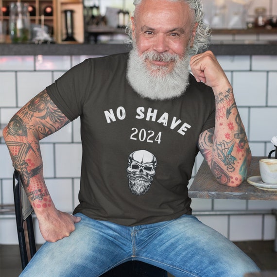 No Shave Shirt, New No Shave Challenge, No Shave 2024, No Shave All Year, Bearded Skull, Beard Shirt, Gift for Bearded Men, Distressed