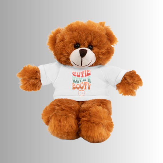 Cutie With A Booty, Stuffed Animal with T-shirt, Funny Gift For Gym Lover, Stuffed Bear, Pump Cover, Panda, Lion, Bear, Bunny, Jaguar, Sheep