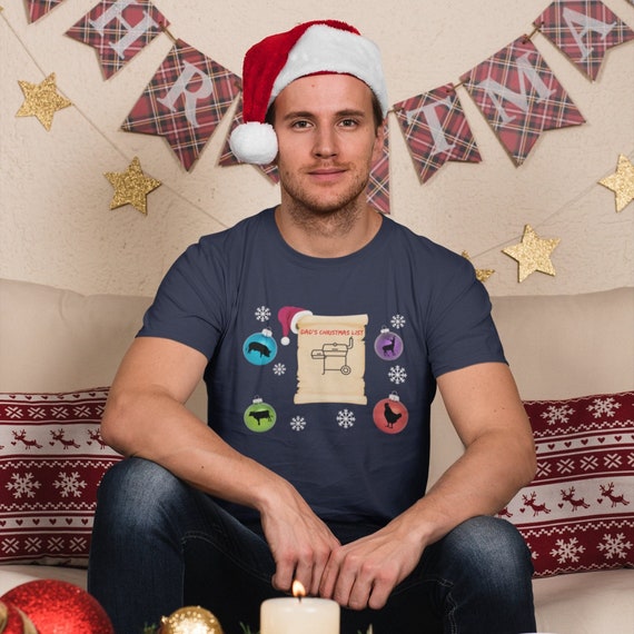 Funny Christmas T-shirt | Dads Christmas List shirt | Grill Shirt for Ugly Christmas | Meat Smoker | Holiday Gift Tee | BBQ Gift for Dad