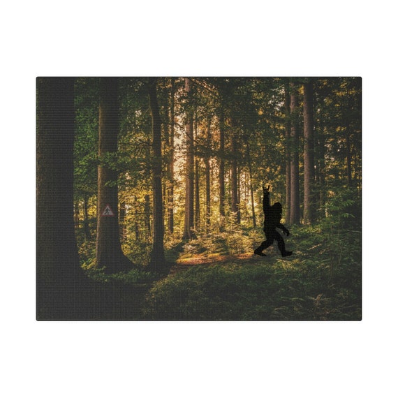 Bigfoot - Sasquatch - Yeti in the Woods Matte Canvas | Stretched Canvas | Funny Wall Art | Gift idea for Bigfoot enthusiast |  Wall Decor