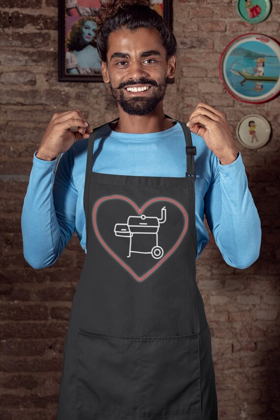 Meat Smoker Apron | Funny Bbq | Heart Grill Apron | Grill Gifts | Barbecue Grill Tools | Meat Smoker accessories | Grill Master | Pitmaster