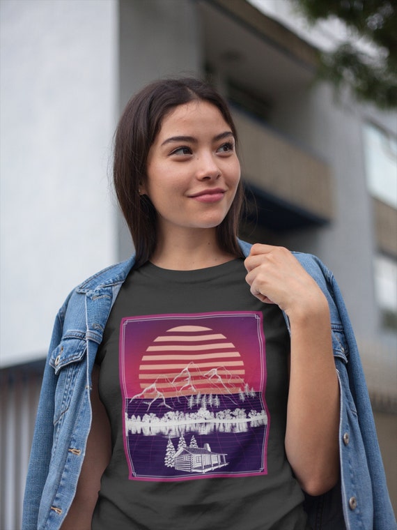 Mountain Cabin Tshirt, Cabin in the woods, Cabin Gift, Vintage Design, Camping Trip, Family Vacation shirt, BOHO, Y2K, Retro Wave, Cottage