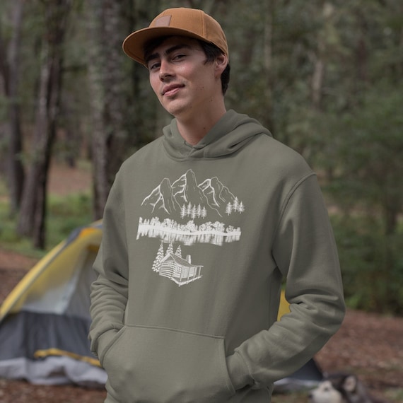 Mountain Hoodie | Cabin gifts | Bushcraft Sweatshirt | Outdoors shirt | Camping Hooded Sweatshirt | Woods Gift | Cabin Warming | Homestead