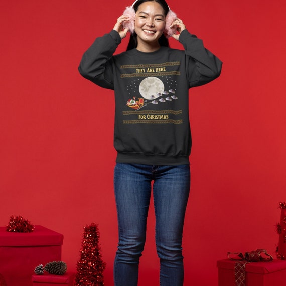 Ugly Christmas Sweater | Alien Santa Sweatshirt | UFO Santa Claus | Funny Christmas Gift Shirt | UFO Sleigh | Space Reindeer | Space Santa