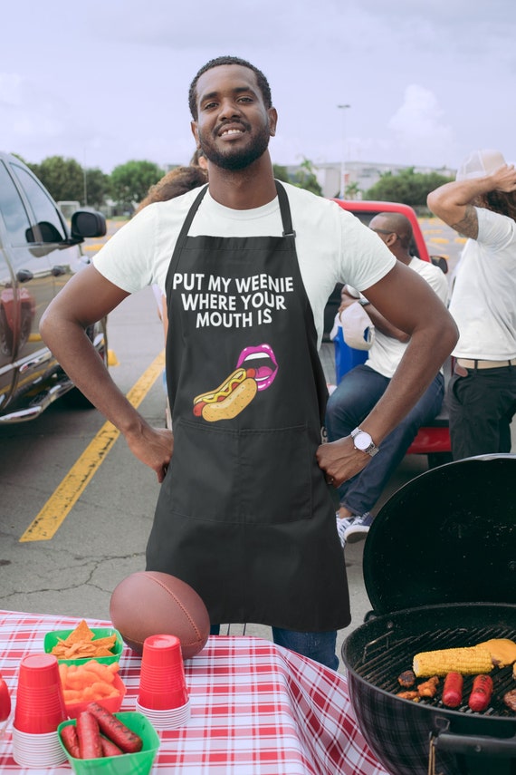 BBQ Apron | Hot dog Apron | Sausage Dad joke | Grill tools | Dad Gift | Tailgate BBQ | Hotdog Humor | Funny Barbeque Gift | Meat Smoker