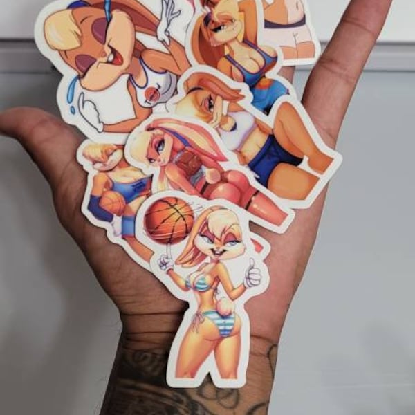 Lola bunny sticker pack (7) waterproof vinyl stickers made with heavy duty 4.7 mill vinyl protected with laminate