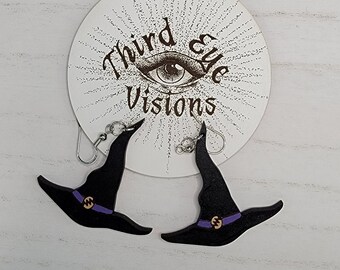 Witch Hat Earrings, halloween jewelry, handmade jewelry