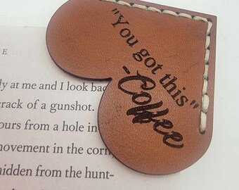 Bookmark, Leather Corner Bookmark, Book Lover Gift