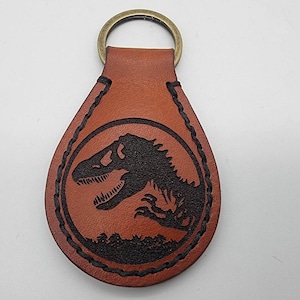 Jurassic Park Leather Keychain