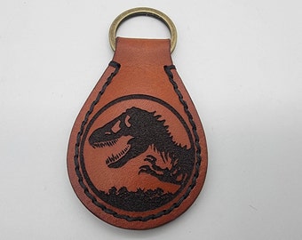 Jurassic Park Leather Keychain