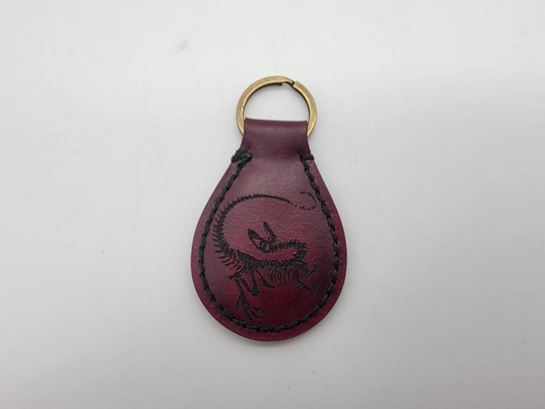 Jurassic Park Raptor Leather Keychain - Etsy