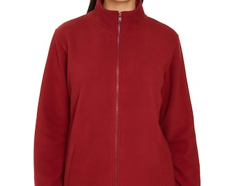 Chaqueta polar para mujer, con cremallera frontal abierta y bolsillos, ligera, transpirable, para senderismo, informal, cálida y acogedora.