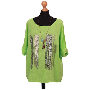 Ladies Italian Top Animal Foil Print Tunic Top Summer Dress Printed Top Women Casual Round Neck Girls T-Shirt with Necklace UK Size (12-20)