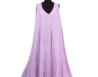 Women Maxi Dress Ladies Printed Polka Dots Long Sleeveless Casual Summer Dress for Ladies Plus Size Italian Top Summer UK One Size (12-18)