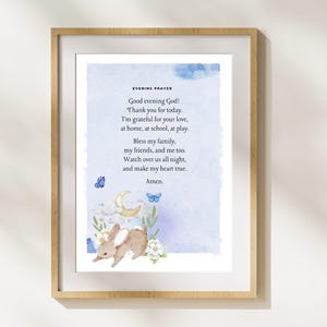 Kinder Abendgebet | Druckbare Kinder Wandkunst | High Res A1 Digitaler Download | Gute Nacht Gebete Poster & Karte | Tauf oder Geburtstag Geschenk