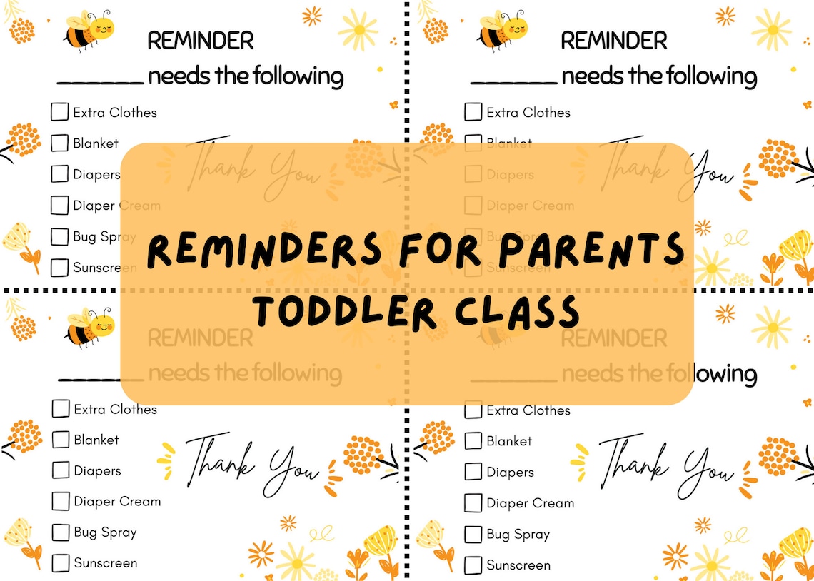 Parent Reminder for Toddler Class daycare - Etsy
