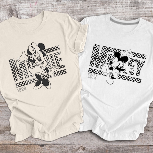 Vintage Mickey Shirt, Disney Shirt, Mickey 1928 Shirt, Checkered Mickey Shirt, Checkered Disney Shirt, Retro Disney Shirt