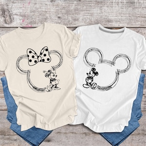 Disney Family Shirt, Minnie Polka Dot Shirt, Family Disneyworld Shirt, Mickey Sketch Shirt, Minnie Women Shirt, Disneyworld Trip Shirt