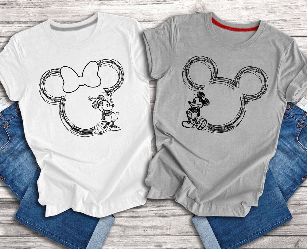 Disney Family Shirt Disney Family Shirt, Family Disneyworld Shirt, Mickey Sketch Shirt, Minnie Women Shirt, Disneyworld Trip Shirt, Mickey Couple Shirt Mickey Sketch Shirt Gifts For Day Rughing