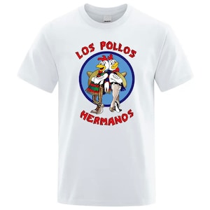LOS POLLOS HERMANOS Funny Graphic Printed Short Sleeve Crew Neck Cotton T-Shirt - Size Options S-3XL - Many Color Options - Fun Gift