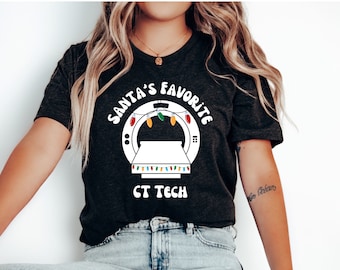 santa's favoriete ct tech shirt, kerst ct tech shirt, vakantie ct tech shirt, feestelijk ct tech shirt, cat scan shirt, cadeau voor ct tech