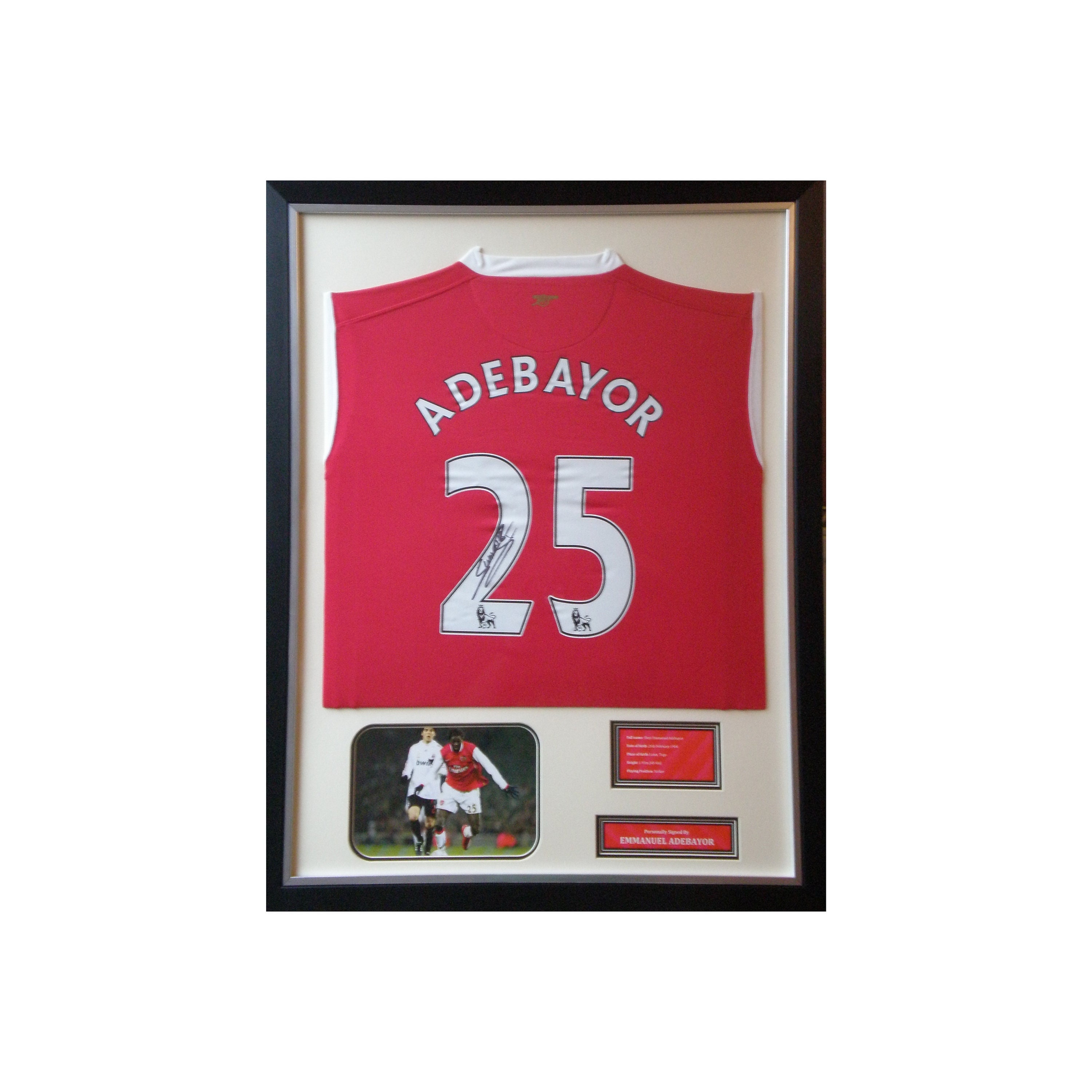 Emmanuel Adebayor Signed Arsenal Shirt & Photo Mounted Display