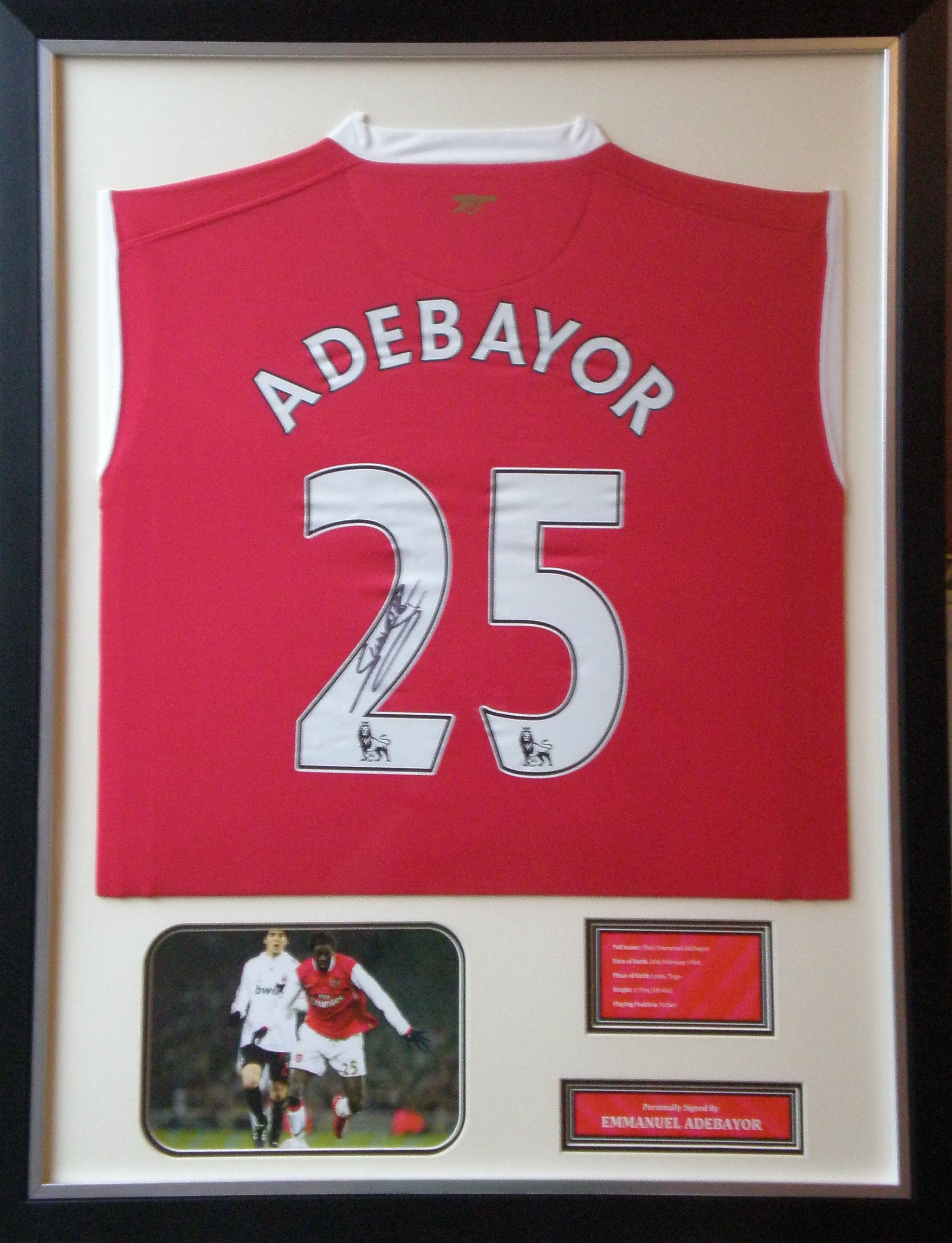 Emmanuel Adebayor Signed Arsenal Shirt & Photo Mounted Display