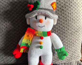 Handgestrickter Mr Twizzle Schneemann, Weihnachtsdekor, 15 "Vogelscheuche