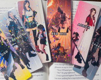 Final fantasy 7 bookmarks, laminated FF7 bookmarks, Tifa, Aerith, Sephiroth, Barret, RedXIII, Cloud, Video Game Gift, FF7R, Crisis Core