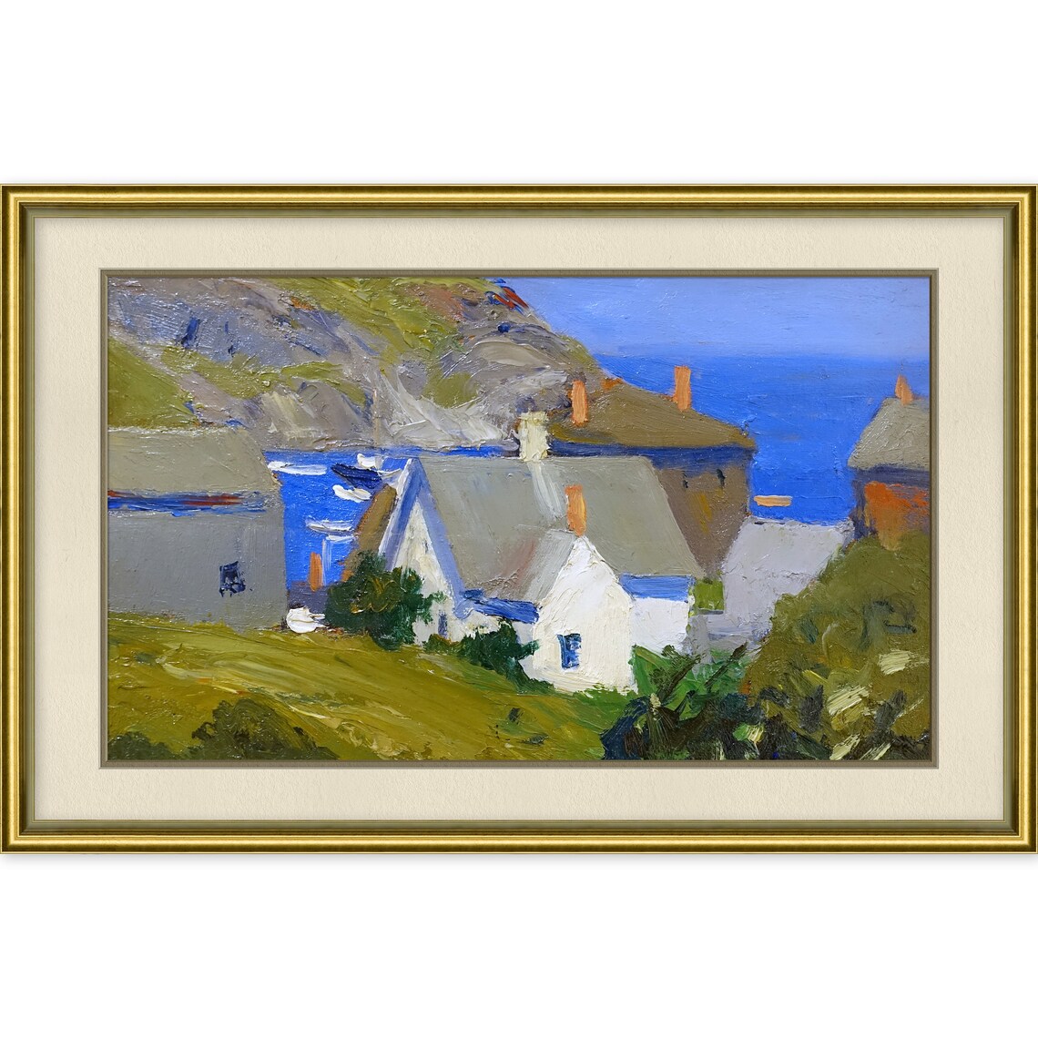 Motorized TV Cover With Monhegan Houses by Edward Hopper Etsy